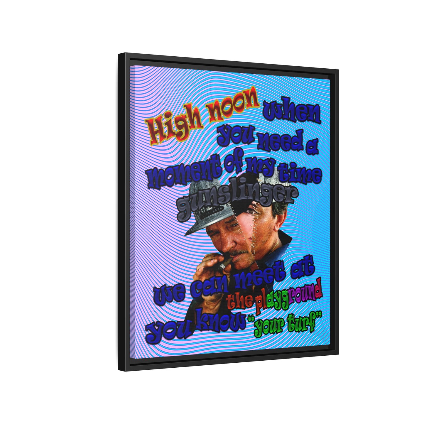 high noon - framed canvas art (light blue-purple wave)