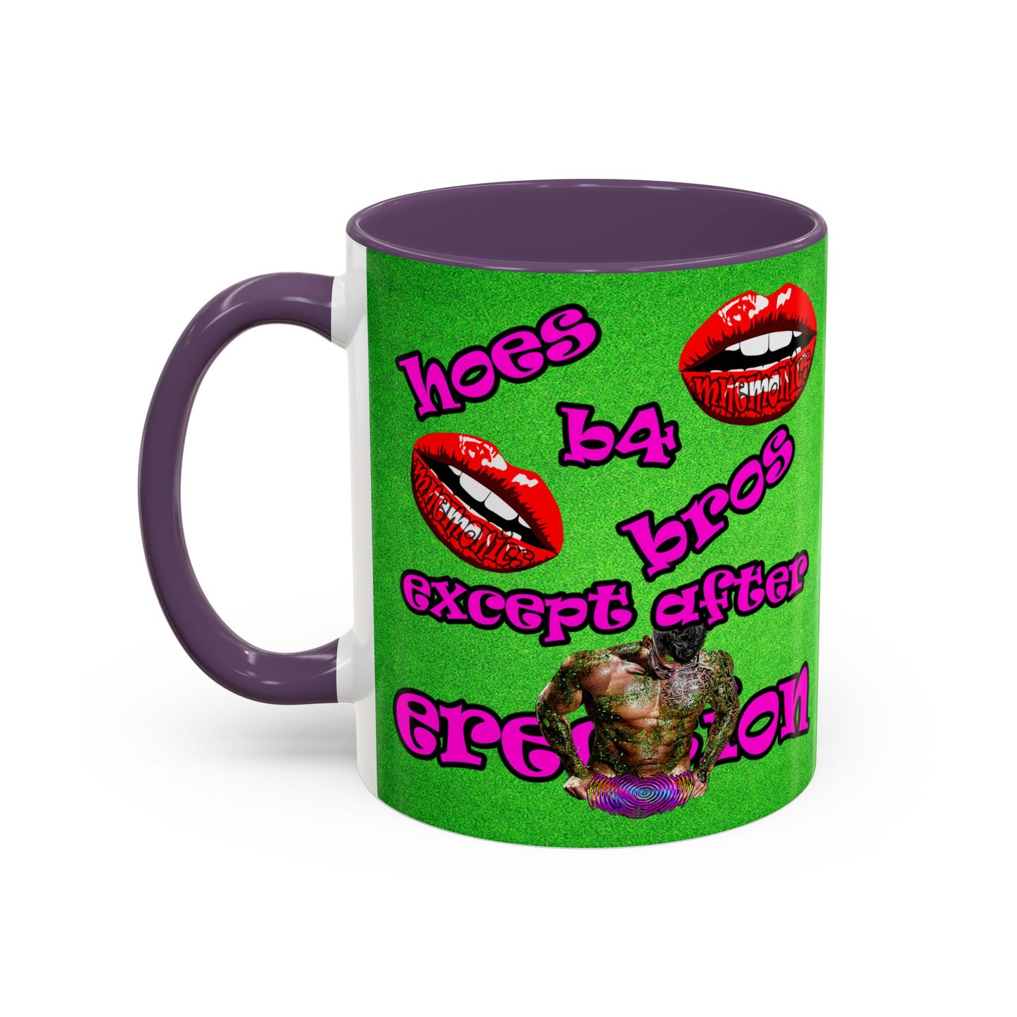 hoes b4 bros - Accent Mug (green turf)
