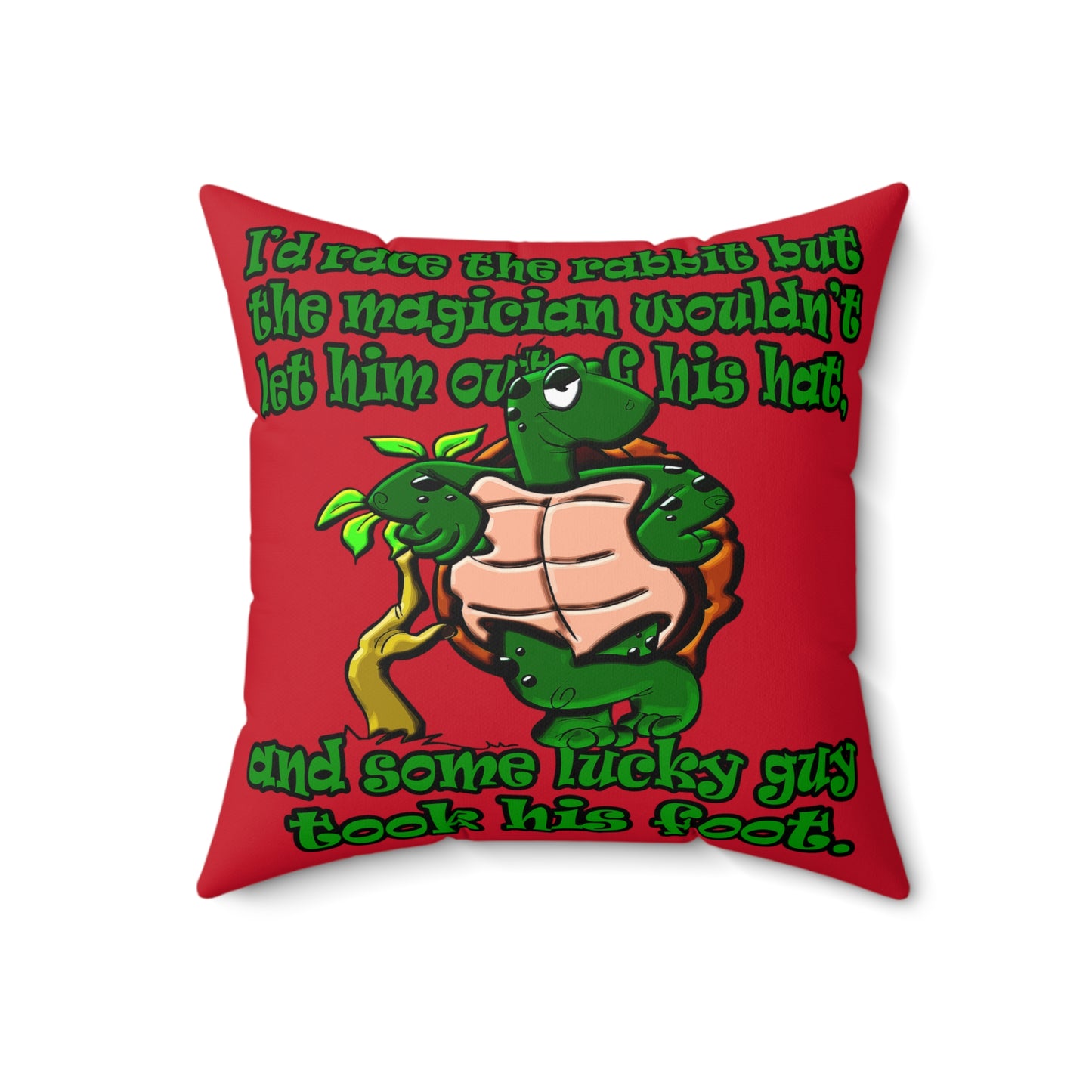 turtle race - Spun Polyester Square Pillow - (dark red)