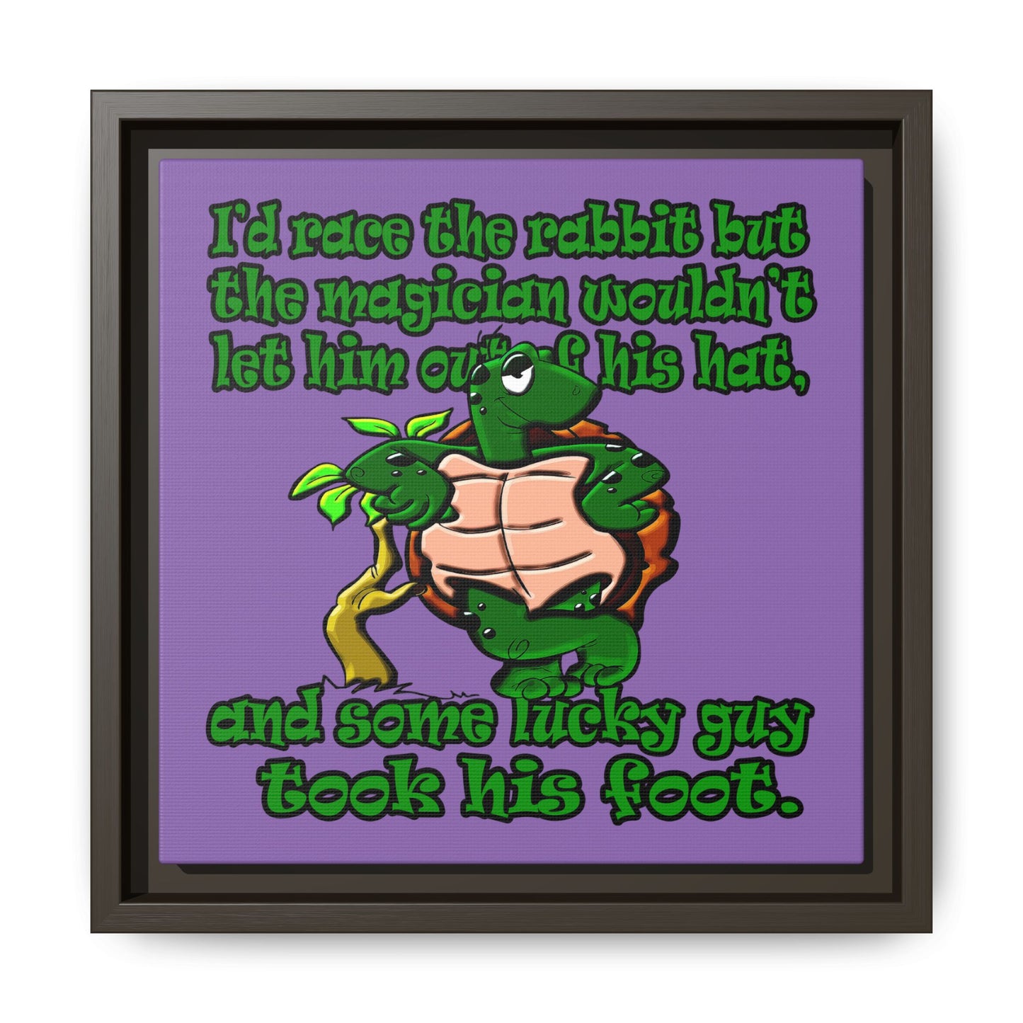 turtle race - framed canvas art (light purple)