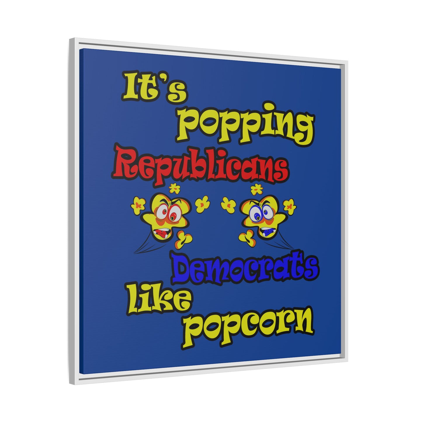 popping like popcorn - framed canvas art (dark blue)