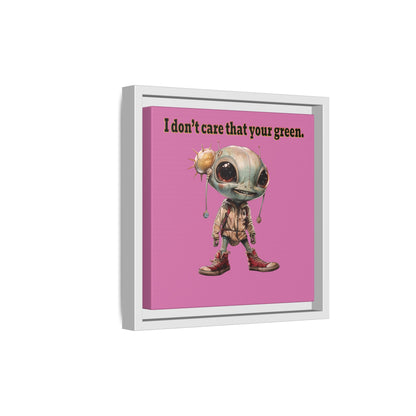 I don't care that your green - framed canvas art (light pink)