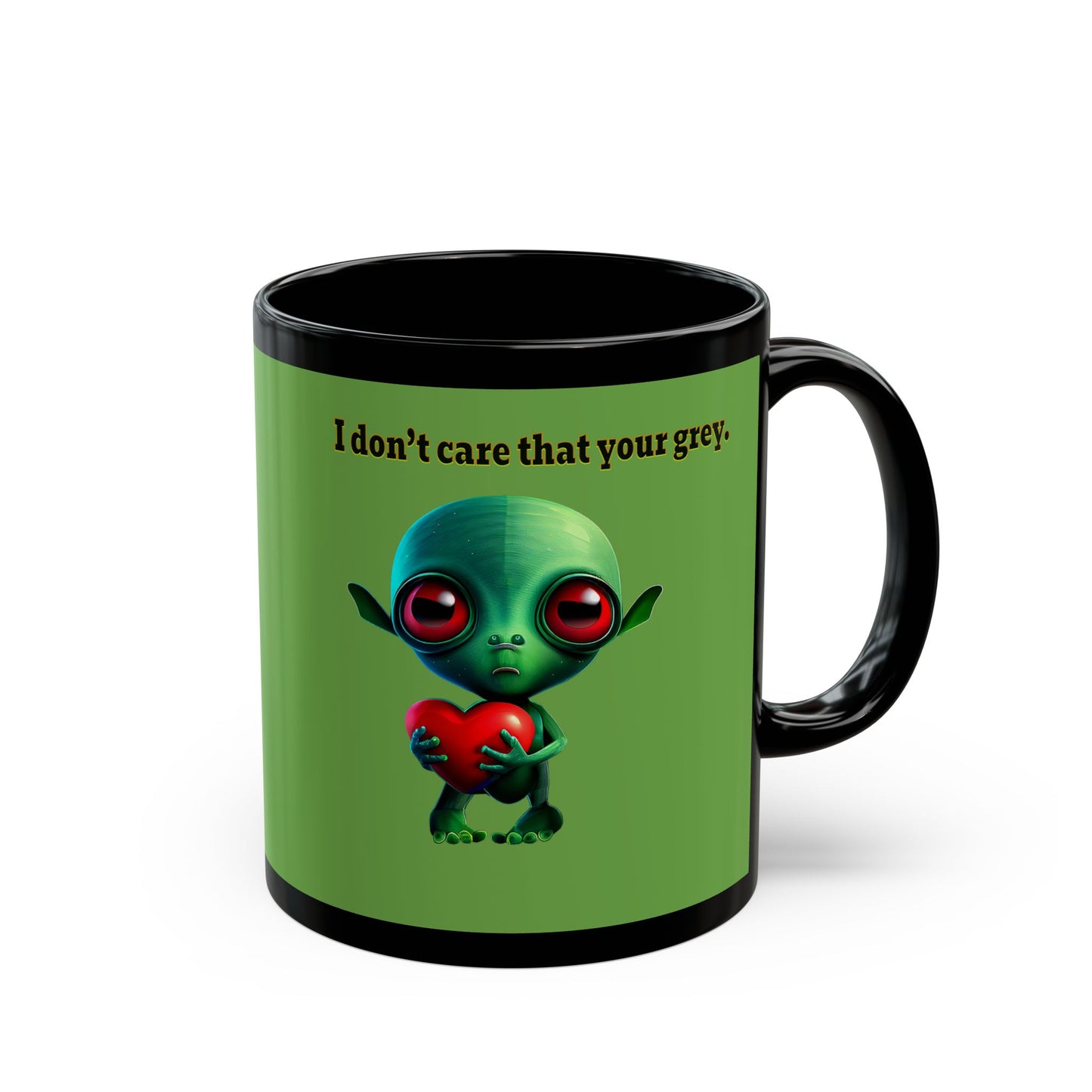 I don't care that your grey - Black Mug (green)