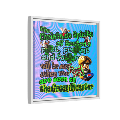christmas spirits of boston - framed canvas art (light blue-purple wave)