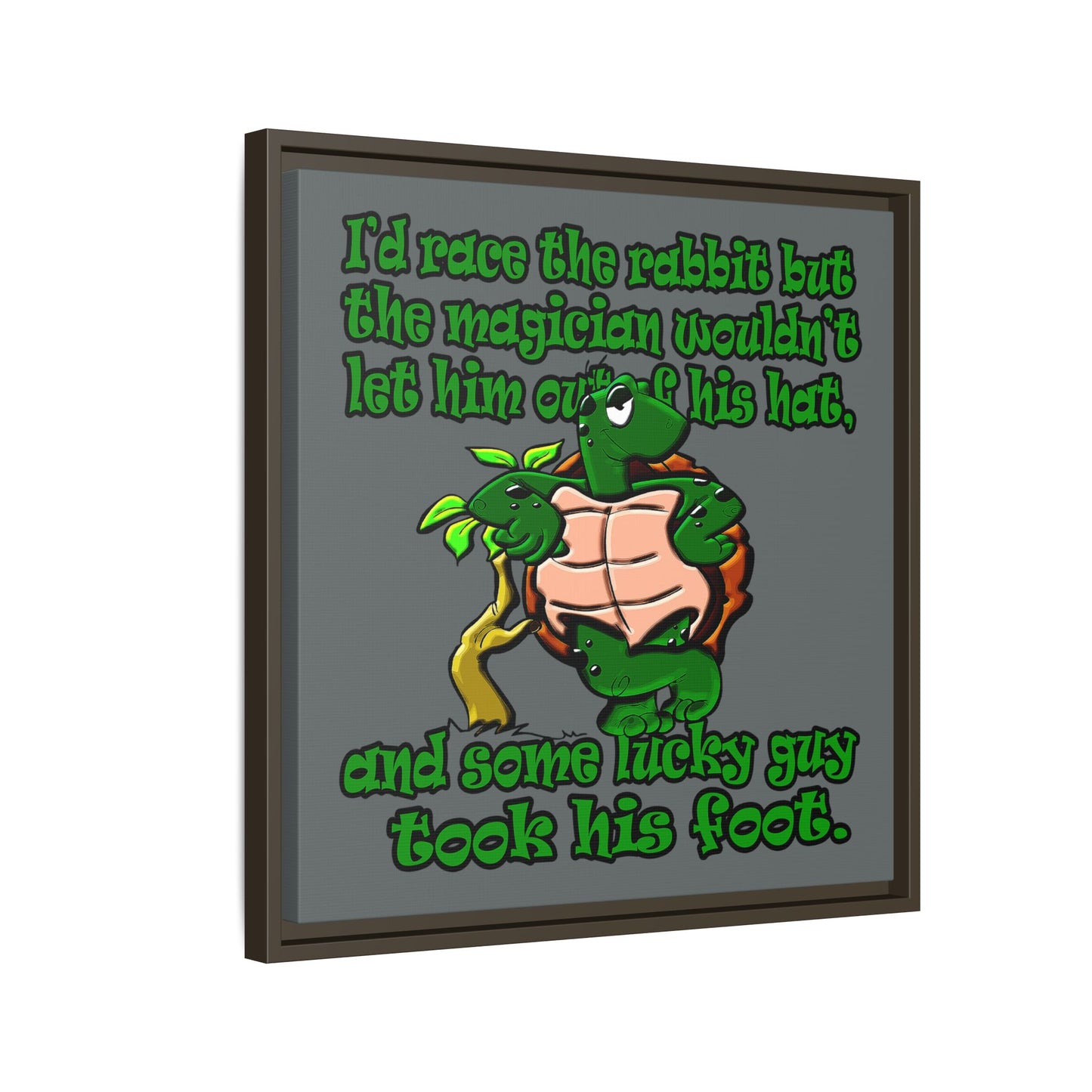 turtle race - framed canvas art (dark grey)