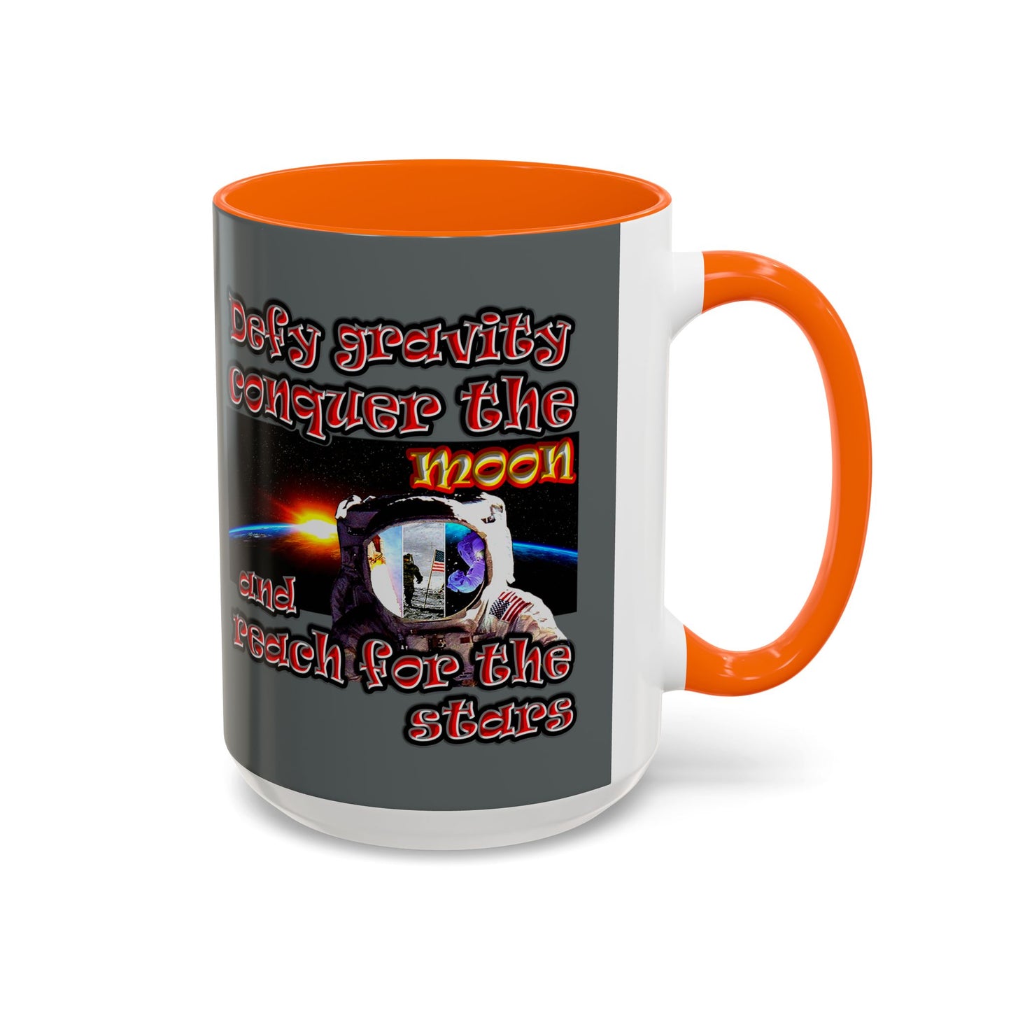 defy conquer reach - Accent Mug (dark grey)