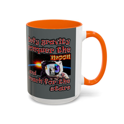 defy conquer reach - Accent Mug (dark grey)