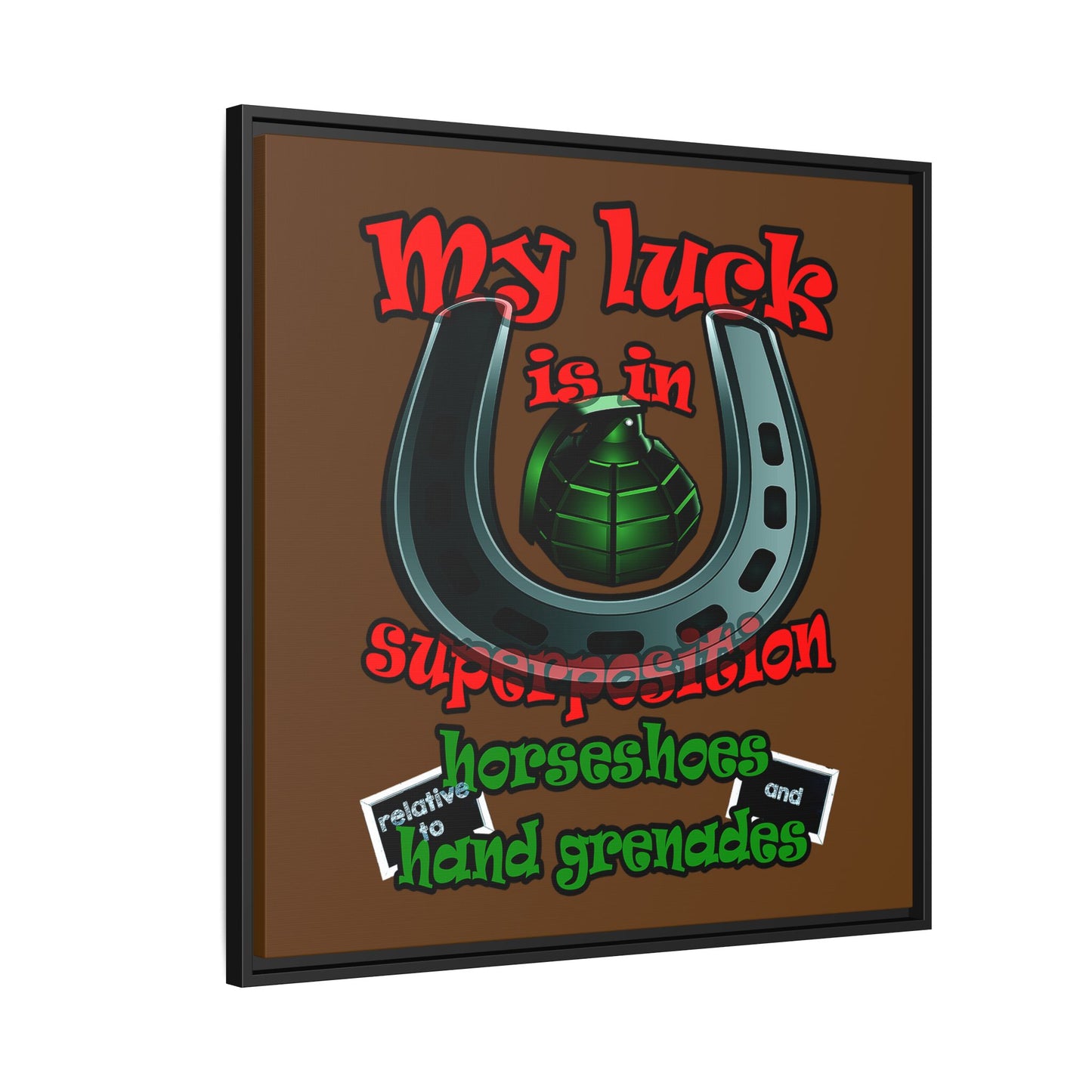 my luck - framed canvas art (brown)