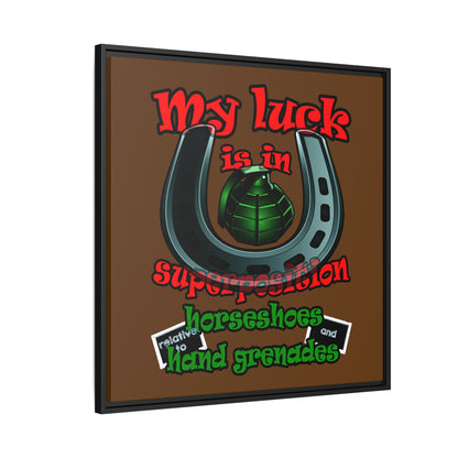 my luck - framed canvas art (brown)
