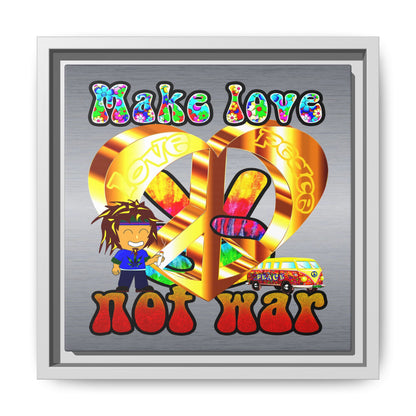 love peace - framed canvas art (brushed nickel)