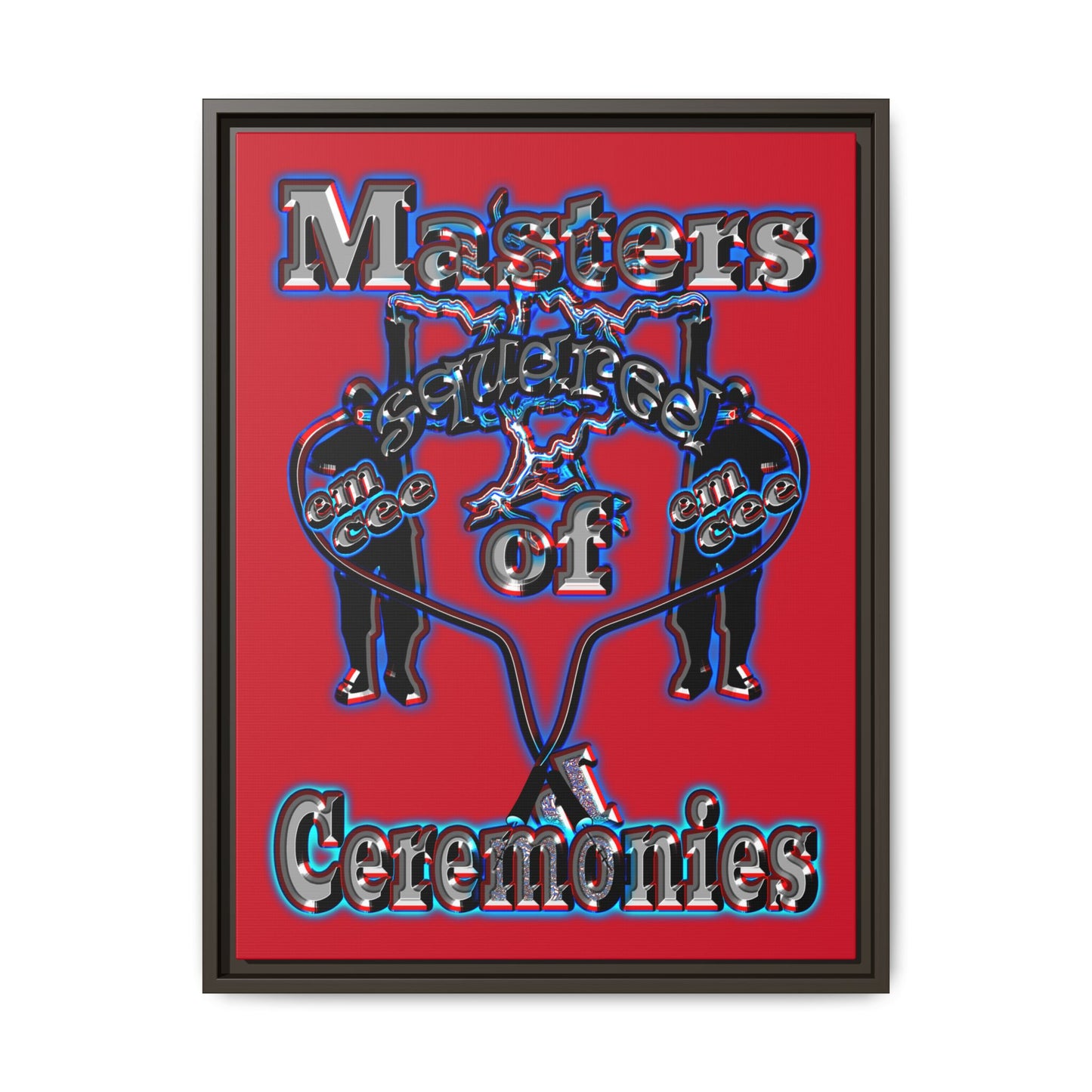 em cee squared - framed canvas art (dark red)