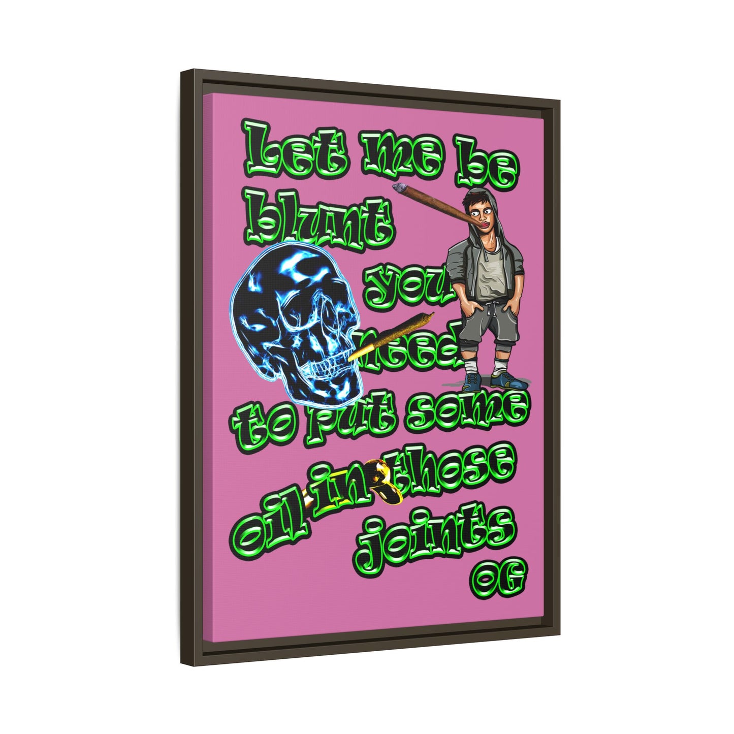 og - framed canvas art (light pink)