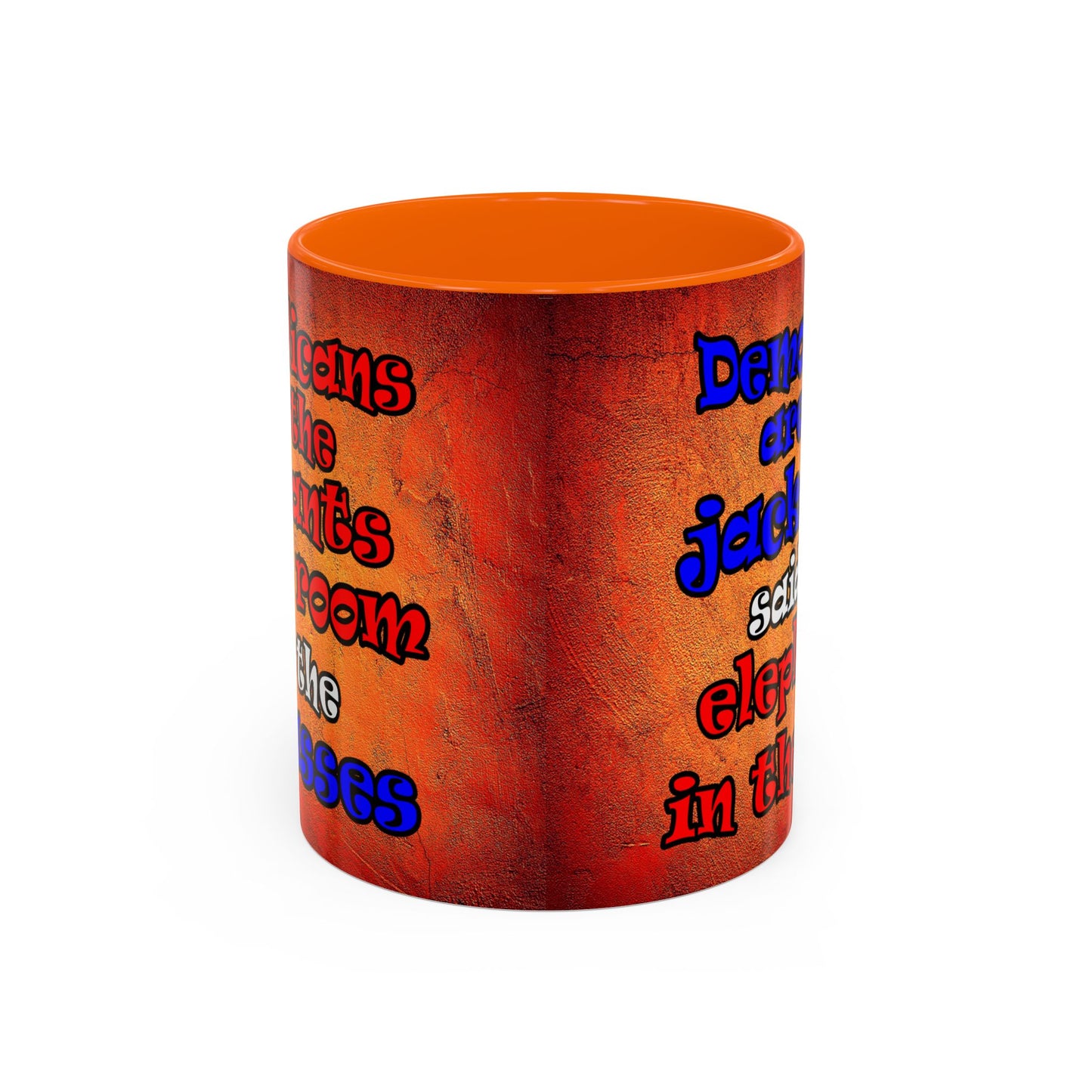 donkeys and elephants - Accent Mug (burnt orange)