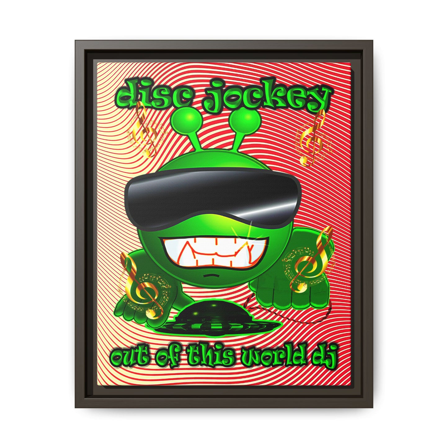 disc jockey - framed canvas art (yellow-orange wave)