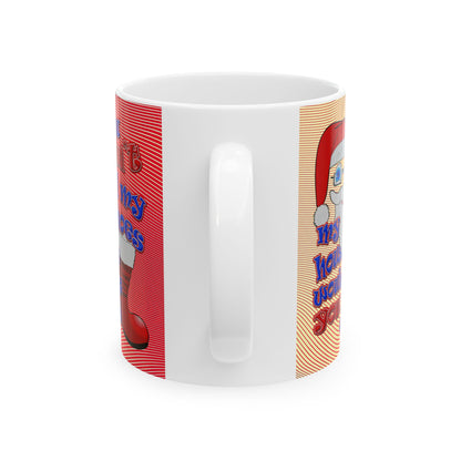 santa's shoes - White Mug (yellow-orange wave)