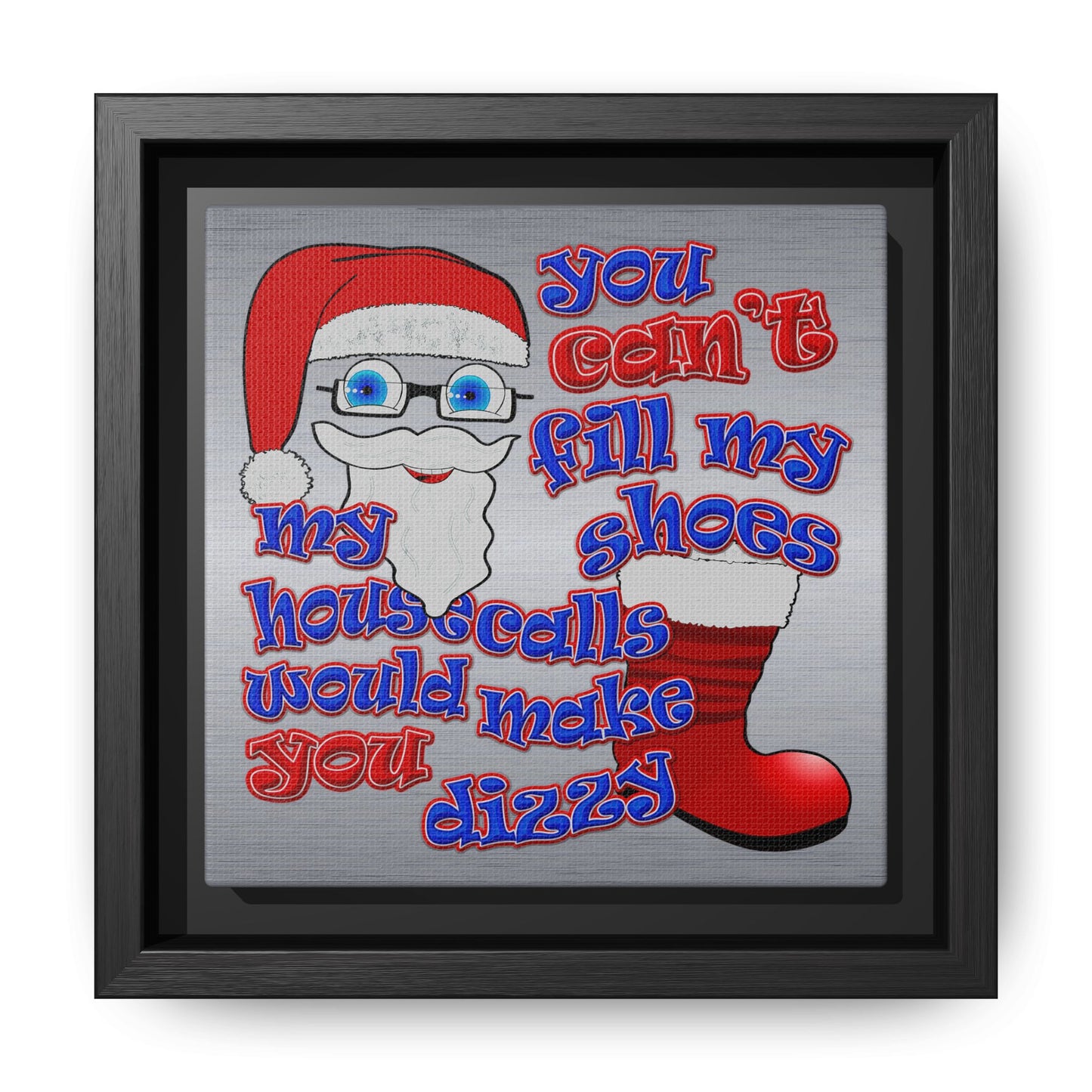 santa's shoes - framed canvas art (brushed nickel)