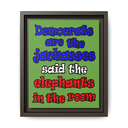 donkeys and elephants - framed canvas art (green)