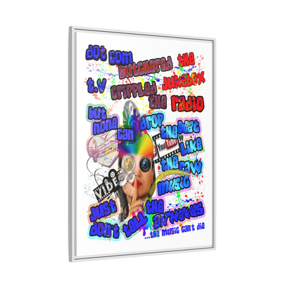 drop the beat - framed canvas art (white)