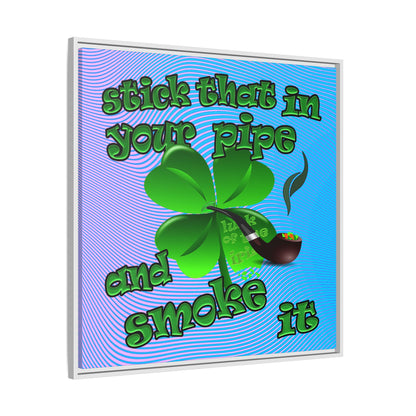 stick that in your pipe and smoke it - framed canvas art (light blue-purple wave)
