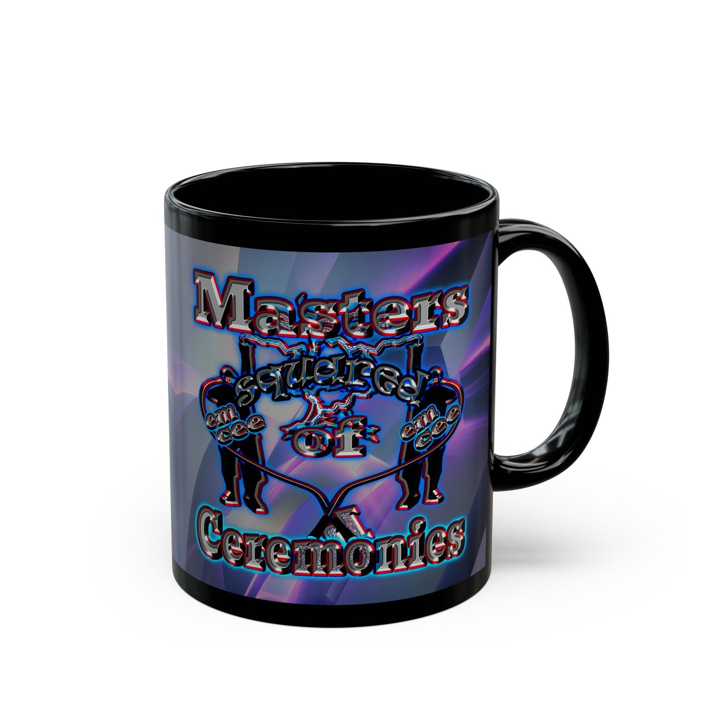 em cee squared - Black Mug (grey-pink wave)