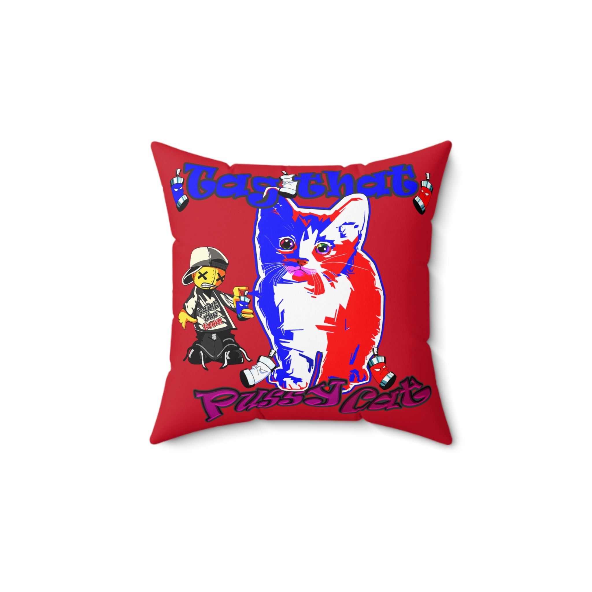 tag that - Spun Polyester Square Pillow - (dark red)