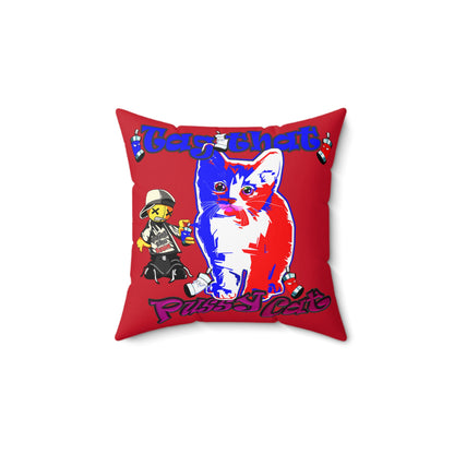 tag that - Spun Polyester Square Pillow - (dark red)