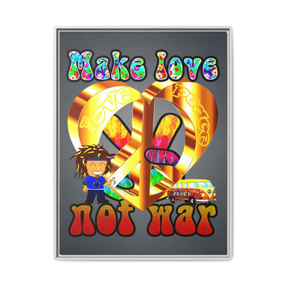 love peace - framed canvas art (grey-light grey)
