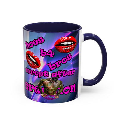 hoes b4 bros - Accent Mug (grey-pink wave)