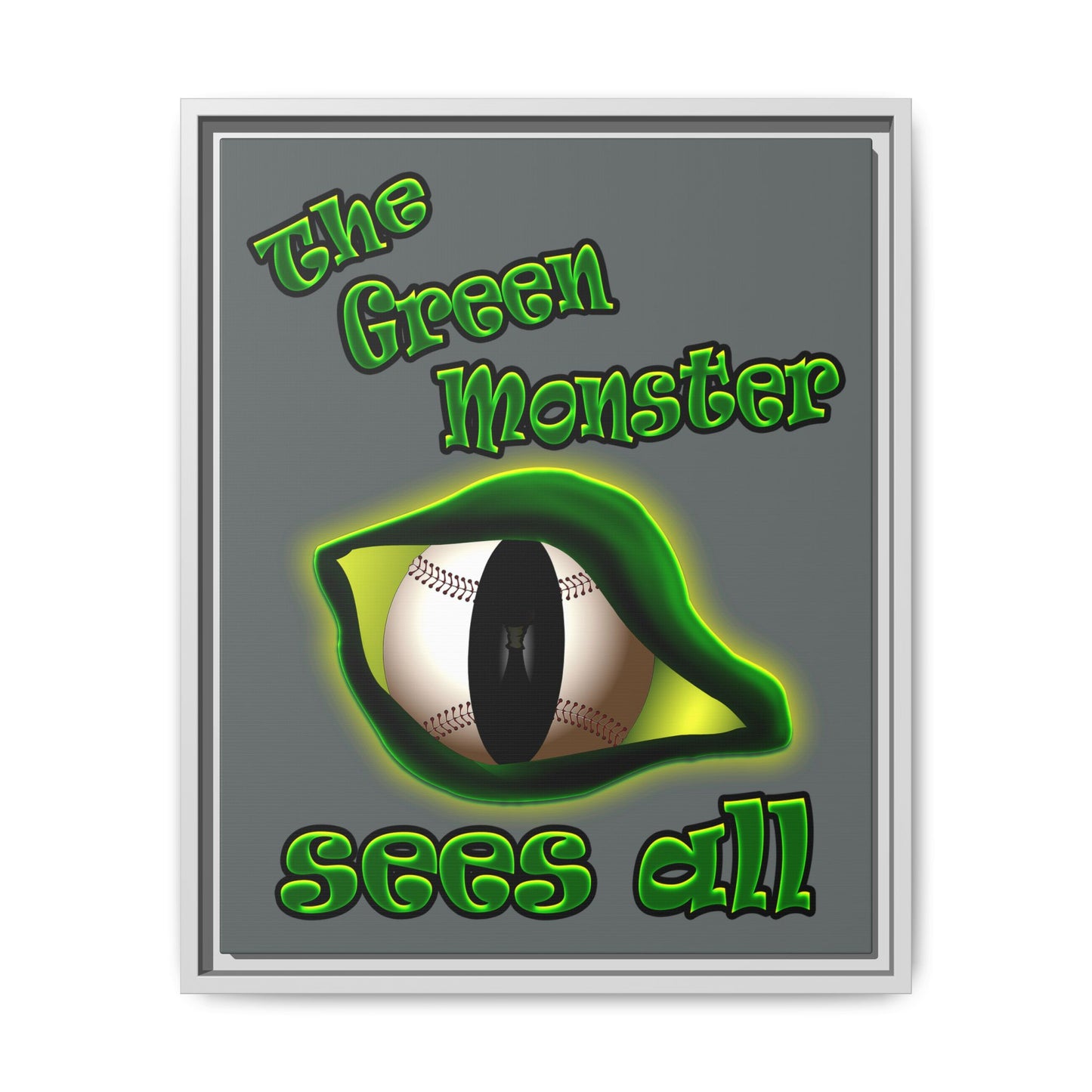 green monster - framed canvas art (dark grey)