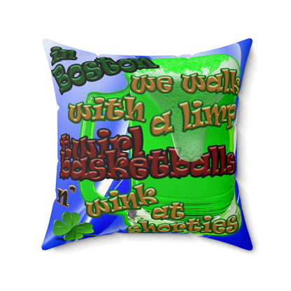 celtics logo - Faux Suede Square Pillow - (blue-white wave)