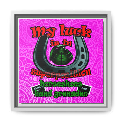 my luck - framed canvas art (pink swirl)