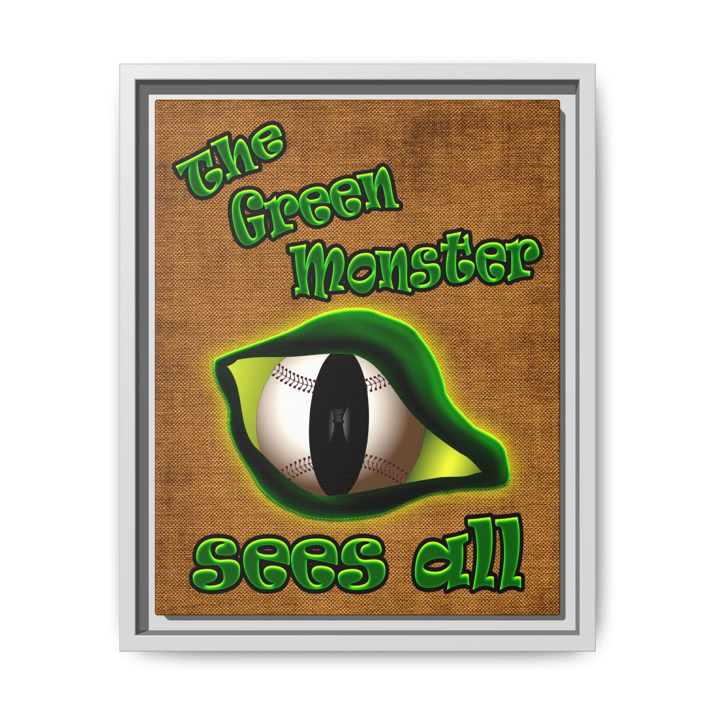 green monster - framed canvas art (brown papyrus)