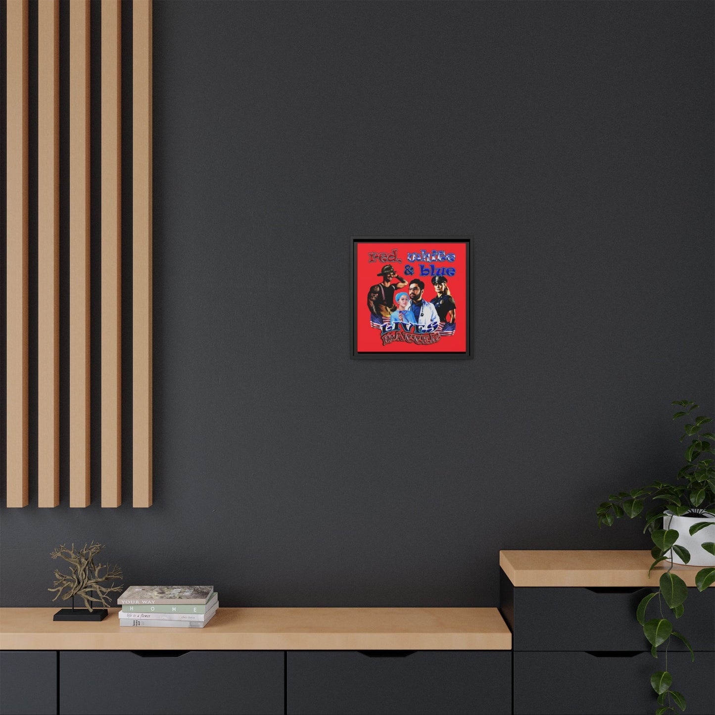 rw&b lives matter - framed canvas art (red)