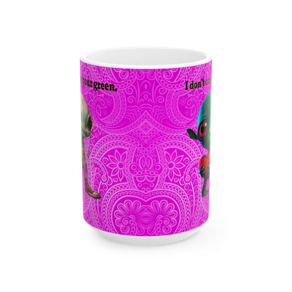 I don't care that your grey - White Mug (pink swirl)