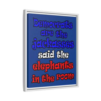 donkeys and elephants - framed canvas art (dark blue)