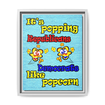 popping like popcorn - framed canvas art (faded dark blue)