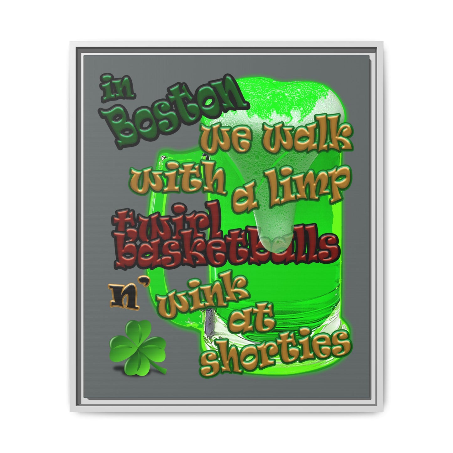 celtics logo - framed canvas art (dark grey)