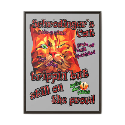 schrodinger's cat - framed canvas art (light grey)