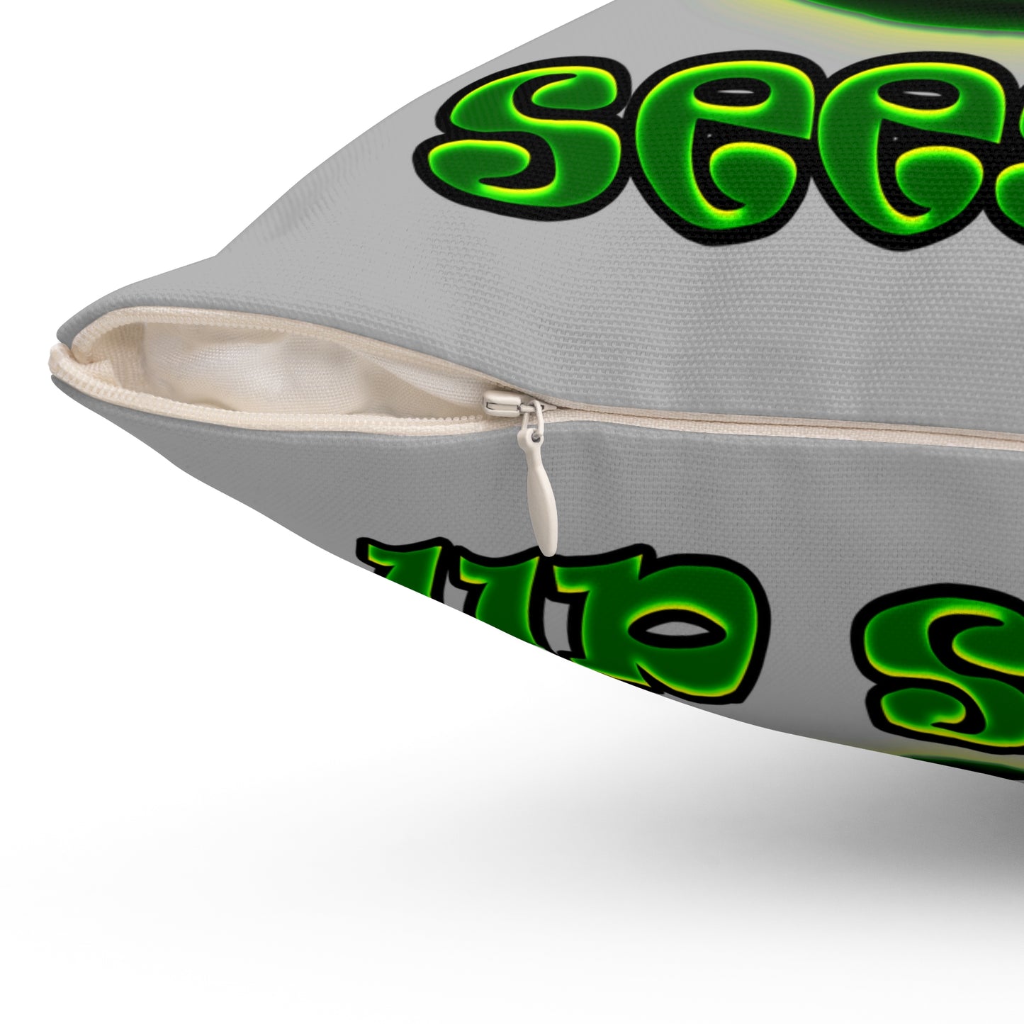 green monster - Spun Polyester Square Pillow - (light grey)