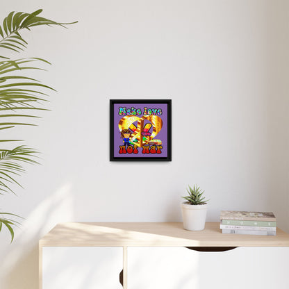love peace - framed canvas art (light purple)