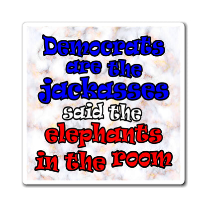 donkeys and elephants - Magnets - (white marble)