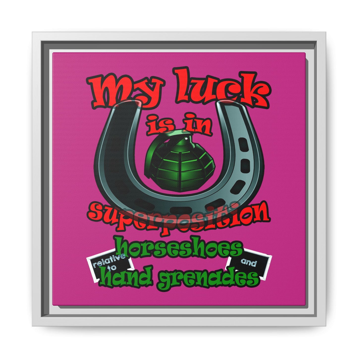 my luck - framed canvas art (pink)