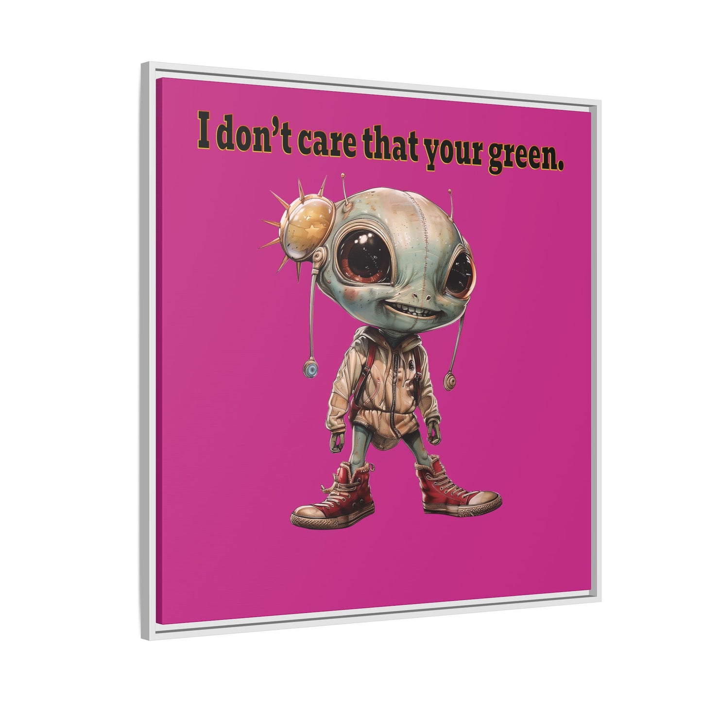 I don't care that your green - framed canvas art (pink)