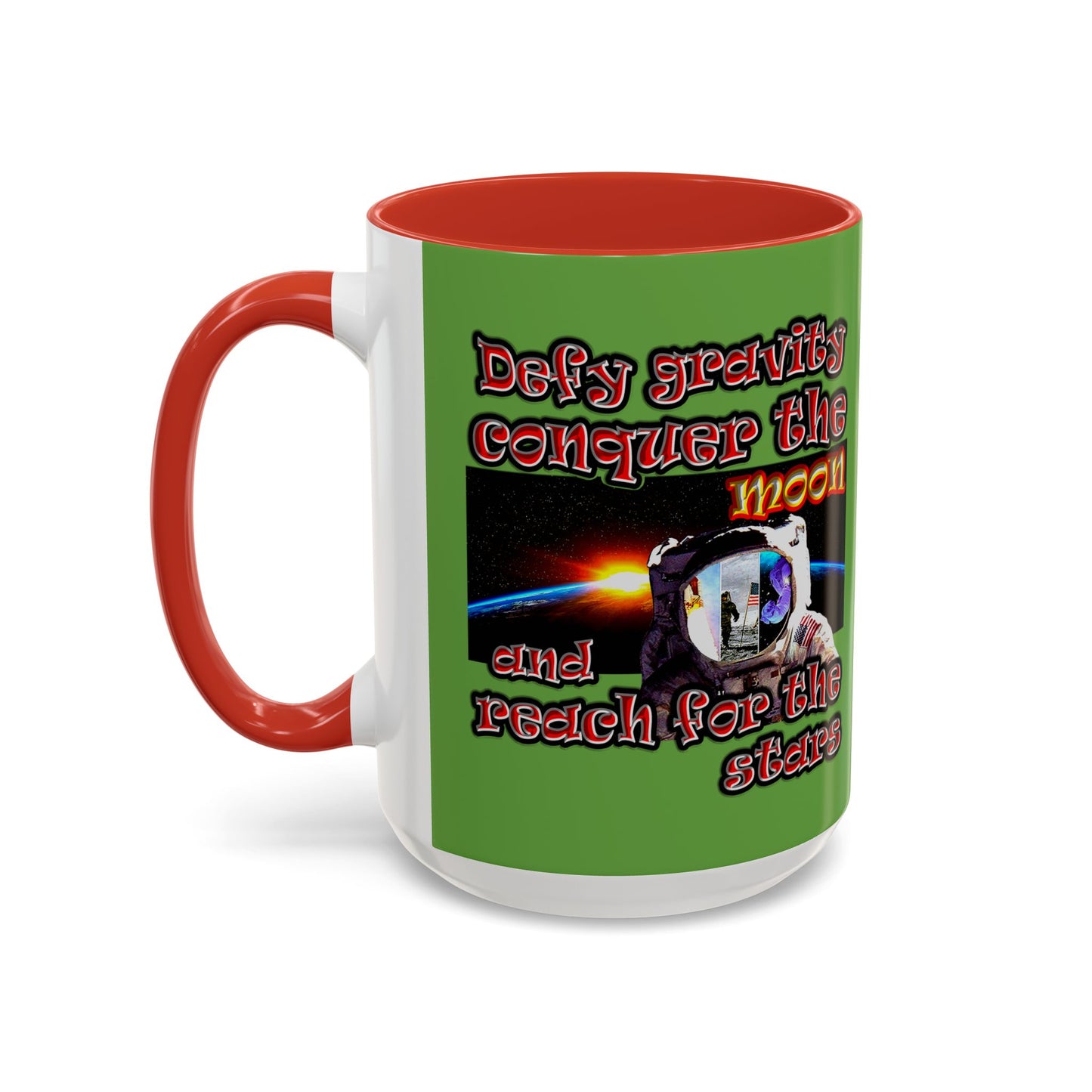 defy conquer reach - Accent Mug (green)