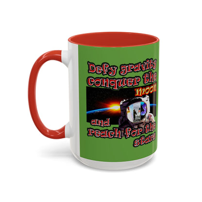 defy conquer reach - Accent Mug (green)