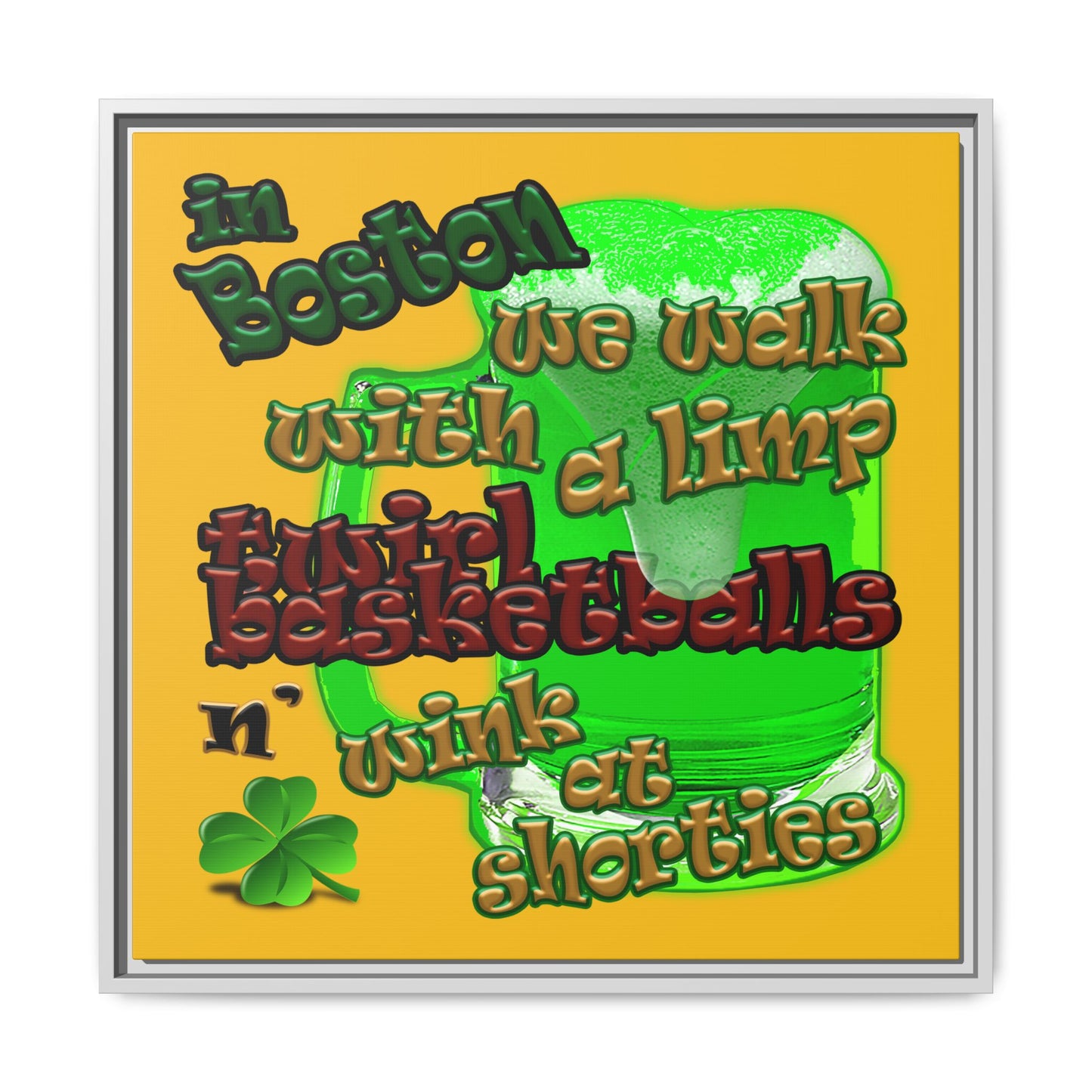 celtics logo - framed canvas art (yellow)