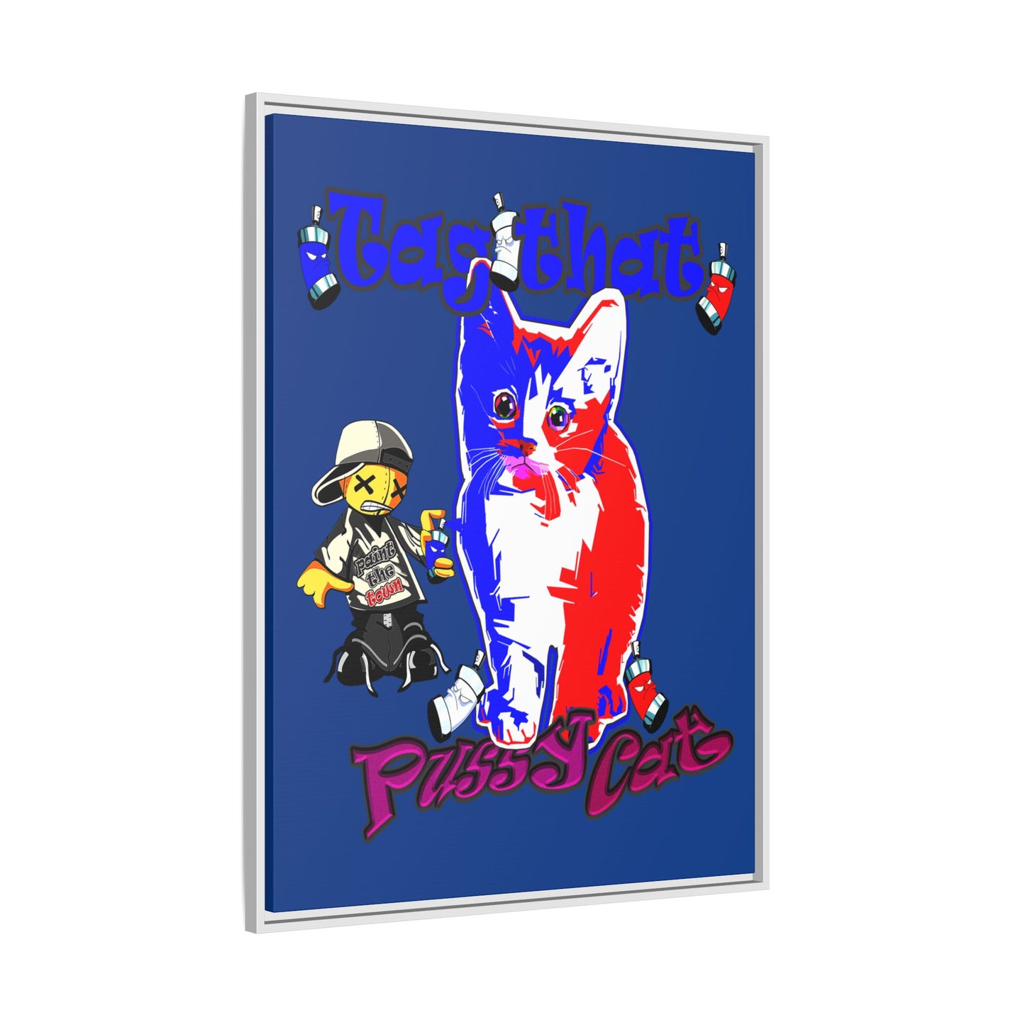 tag that - framed canvas art (dark blue)