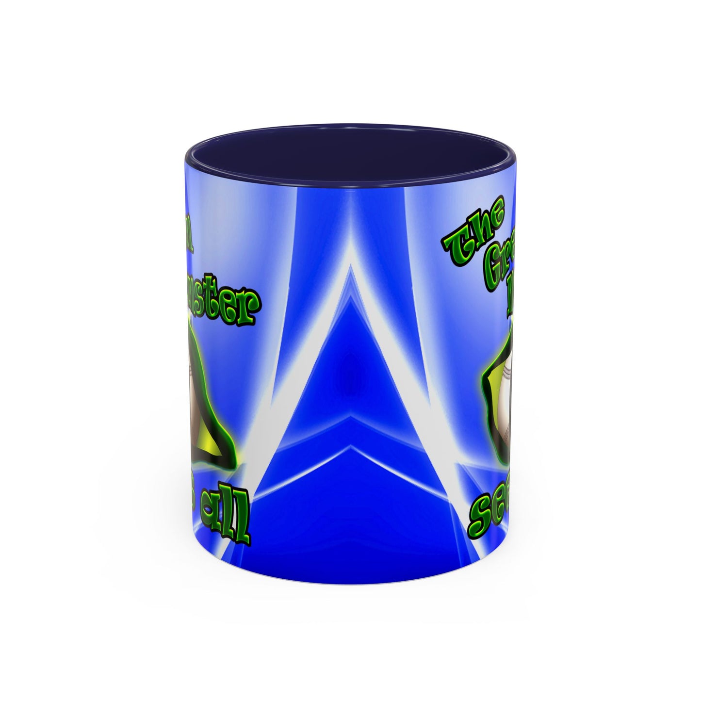 green monster - Accent Mug (blue-white wave)