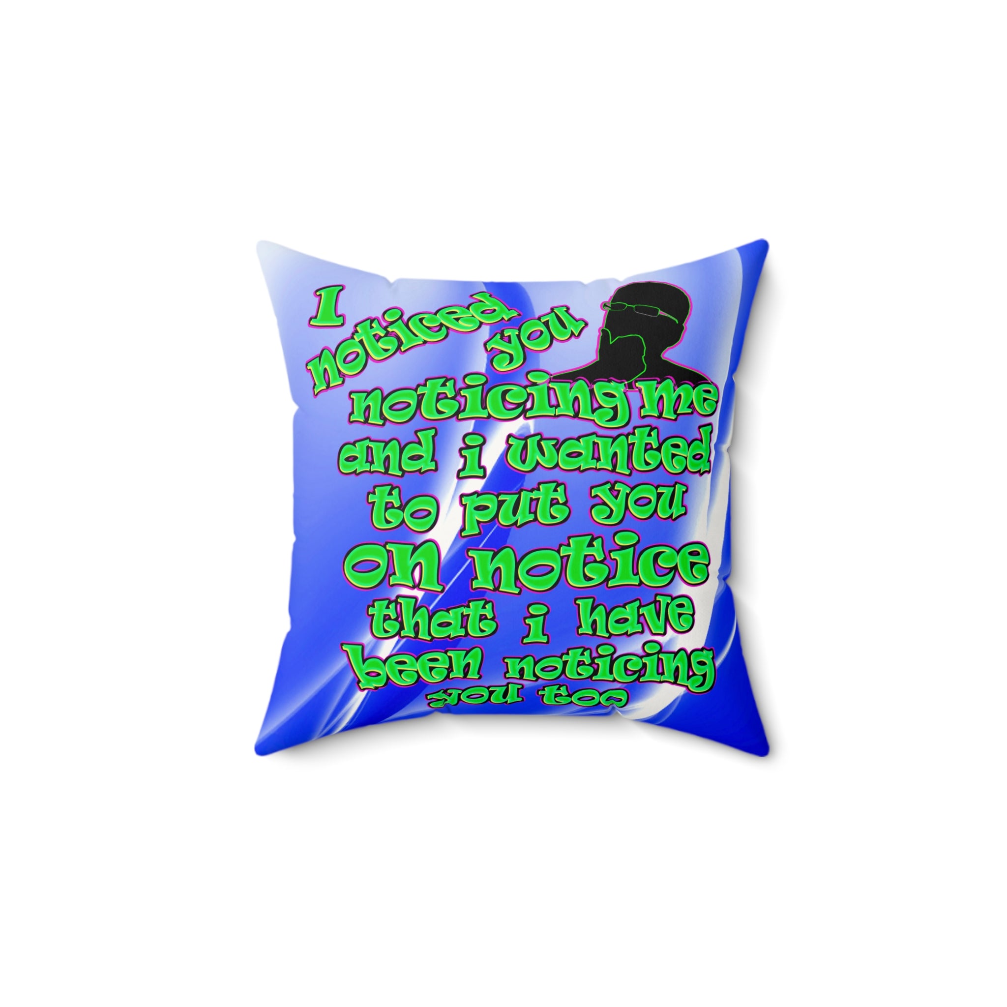 noticed you noticing - Faux Suede Square Pillow - (blue-white wave)