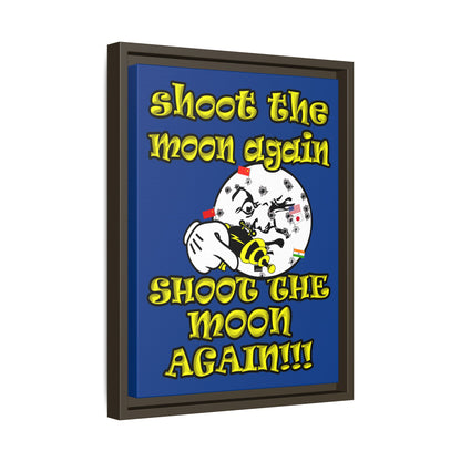shoot the moon again - framed canvas art (dark blue)